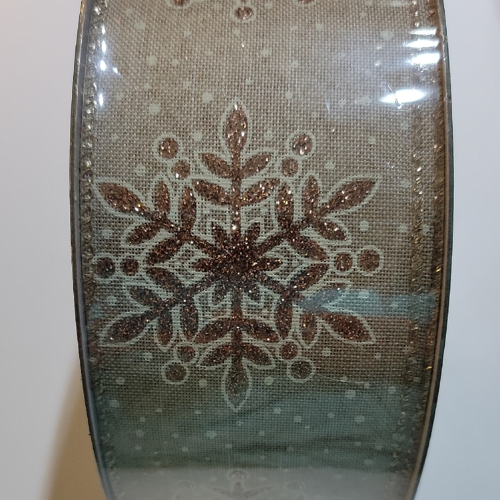Gold Snowflake Patterned Ribbon